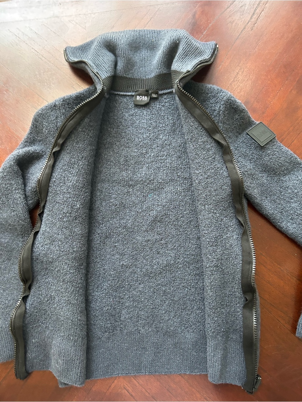 Boss Kids Charcoal Gray Full-Zip Knit Jacket size L - Picture 6 of 7